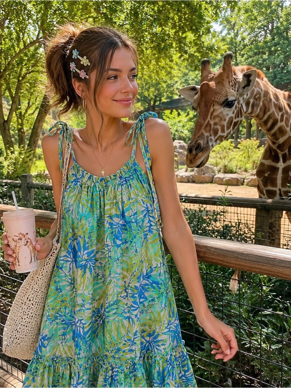 Robbie Bee Tropical Turquoise and Blue Floral Summer Dress 🌿